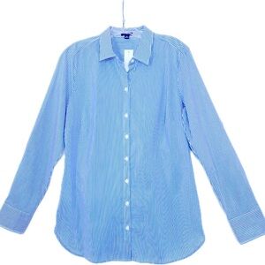 Ann Taylor Blue and White Striped Shirt